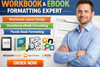 design workbook layout formatting, devotional ebook and  puzzle book formatting