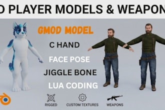 create custom gmod playermodel and weapon for garrys mod with addons and props