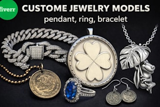 create 3d jewelry models , 3d pendant ,3d coin pendant, ring ,3dblender , zbrush
