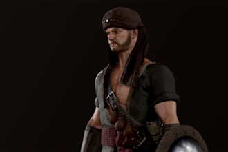 do 3d humanoid character, warrior game model,ue5 epic rig, game asset,retopology