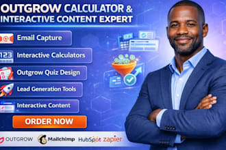 setup outgrow email capture, outgrow calculator design and interactive content