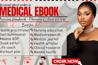 write medical ebook, fitness, workbook, nursing playbook, pharmacy, ebook writer