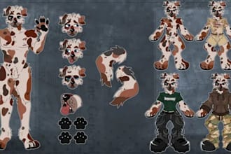 draw furry ref sheet fursona character design and furry reference sheet