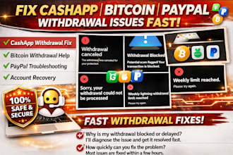 do cashapp withdrawal fix, paypal withdrawal issue, bitcoin withdrawal help