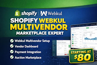 build design shopify webkul multivendor marketplace auction ecommerce website