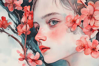create a stunning artistic watercolor portrait illustration