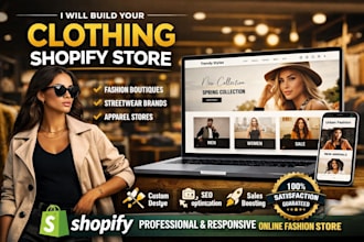 design clothing shopify store, fashion apparel ecommerce website