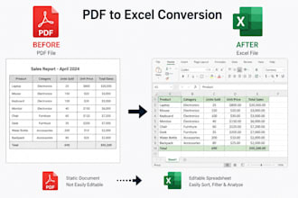 convert  PDF and all docs to excel