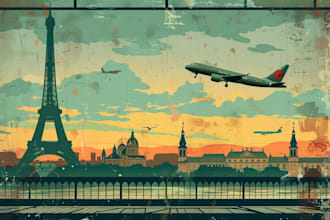 create retro vintage minimalist travel poster illustration