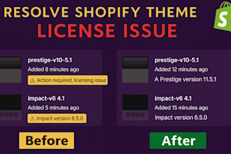 fix shopify theme license issue
