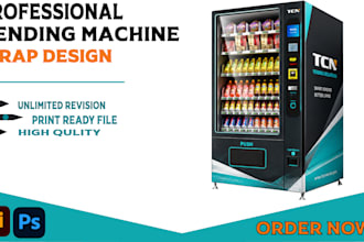 do custom modern vending machine and atm  machine wrap design