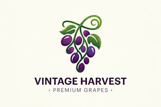 design a fresh and unique grapes logo for your brand