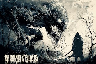 draw fantasy or dark creepy horror art illustration