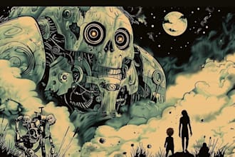 create vintage comic, horror and sci fi art