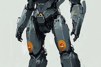 draw high quality robot, mecha concepts