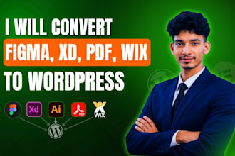 convert figma, shopify, xd, PDF, wix to wordpress
