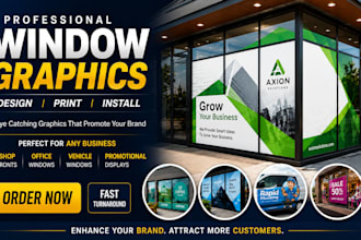 create amazing outstanding shop front design, window graphic design