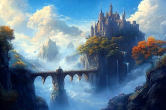 create detailed fantasy and nature landscape digital art