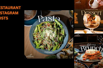 design restaurant instagram posts and food social media content