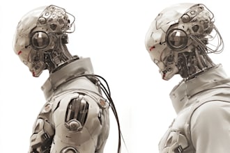 create sci fi cyberpunk nfts, robot characters cyborg nft