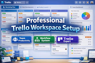 design a professional trello workspace for project and team management