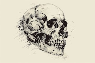 draw skull art for streamer band merch t shirt