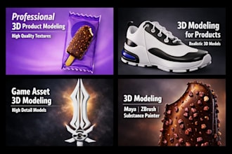 create high quality 3d models using maya zbrush and substance painter