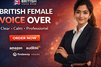 deliver a british female voice over recording clear, calm professional narration