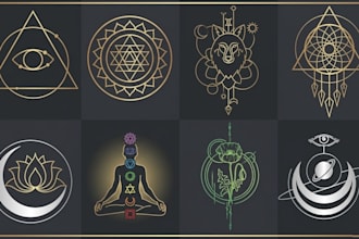 design a minimalist sacred geometry, spiritual, mystical logo