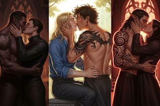 draw gay ya lgbtq semi realistic couple romance book cover art illustration kdp