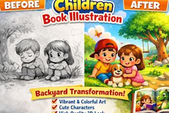 illustrate colorful children book illustrations for kids storybook