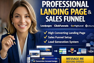 build leadpages landing page, sales funnel, clickfunnels unbounce or gohighlevel