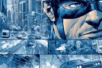 draw cinematic comic book scene illustration