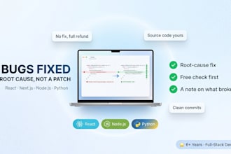 fix bugs and debug your react, next js, node js or python app