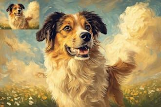 draw a cute portrait illustration of your pet, cat, dog