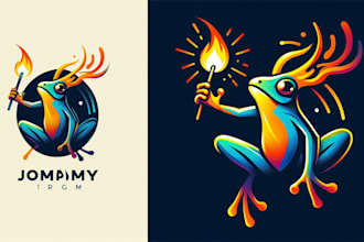 create  horned marsupial frog starting fire stick logo with text with any file