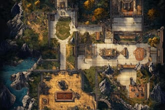 design a professional fantasy map with detailed elements