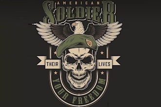design a unique skull, tactical military, army, badge logo for you business