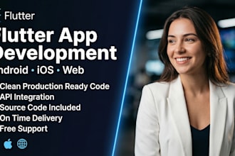 develop a flutter production ready app for android, ios, and web
