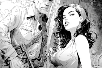 draw dramatic comic scene illustration