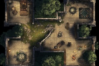 illustrate a fantasy map for dnd, rpg, or novels