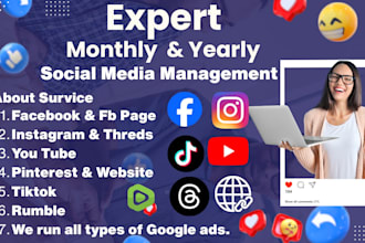 be your professional social media manager  monthly  yearly management