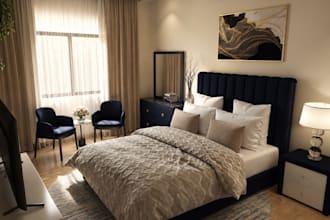 create photorealistic 3d bedroom interior design rendering