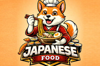 draw modern style japanese food dog mascot logo design service