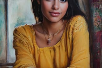 make artistic oil painting on oil canvas