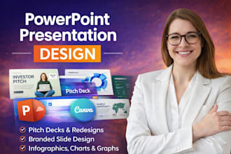 do powerpoint deck, pitch deck design, canva presentation or powerpoint redesign