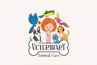 make modern pet, veterinary, dog and cat logo for your brand