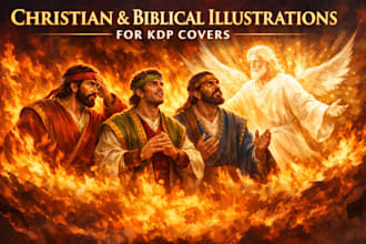 create, christian story, bible themed and biblical illustration for kdp cover