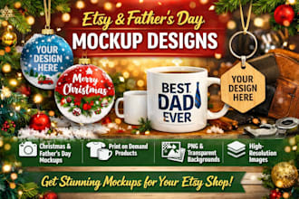 create etsy christmas fathers day digital product mockups for print on demand