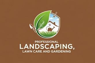design professional landscaping, lawn care and gardening logo